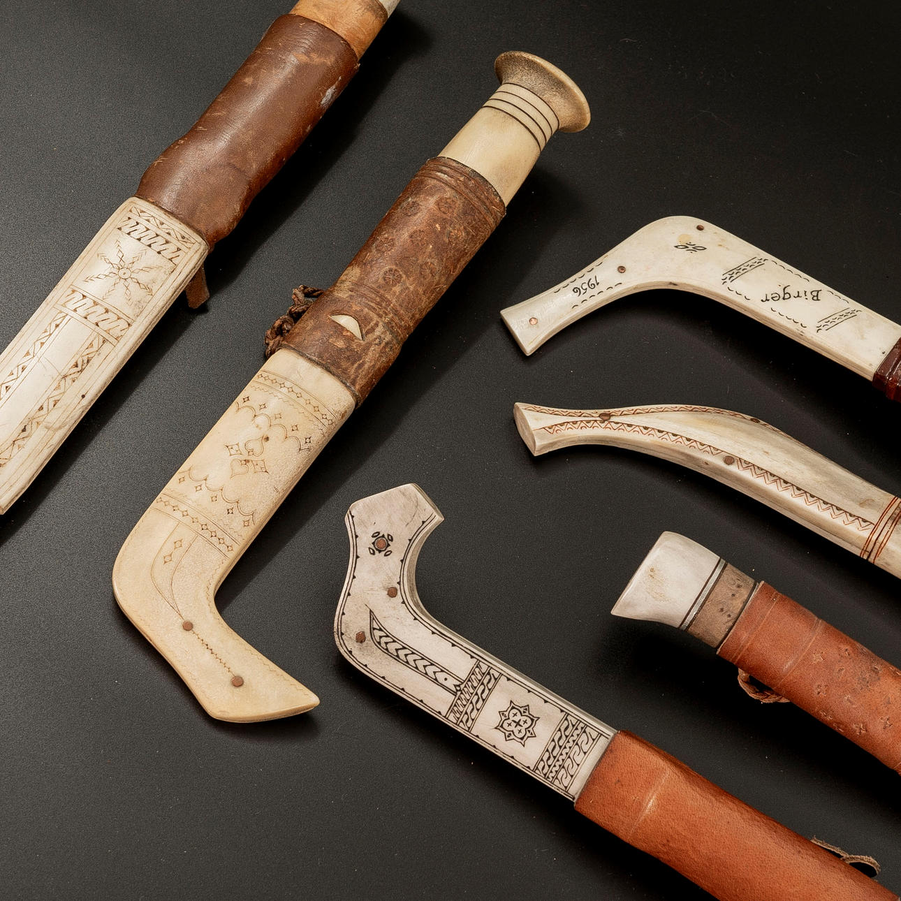 SAMLING KNIVAR, En del sameslöjd, 6st,1900-tal.