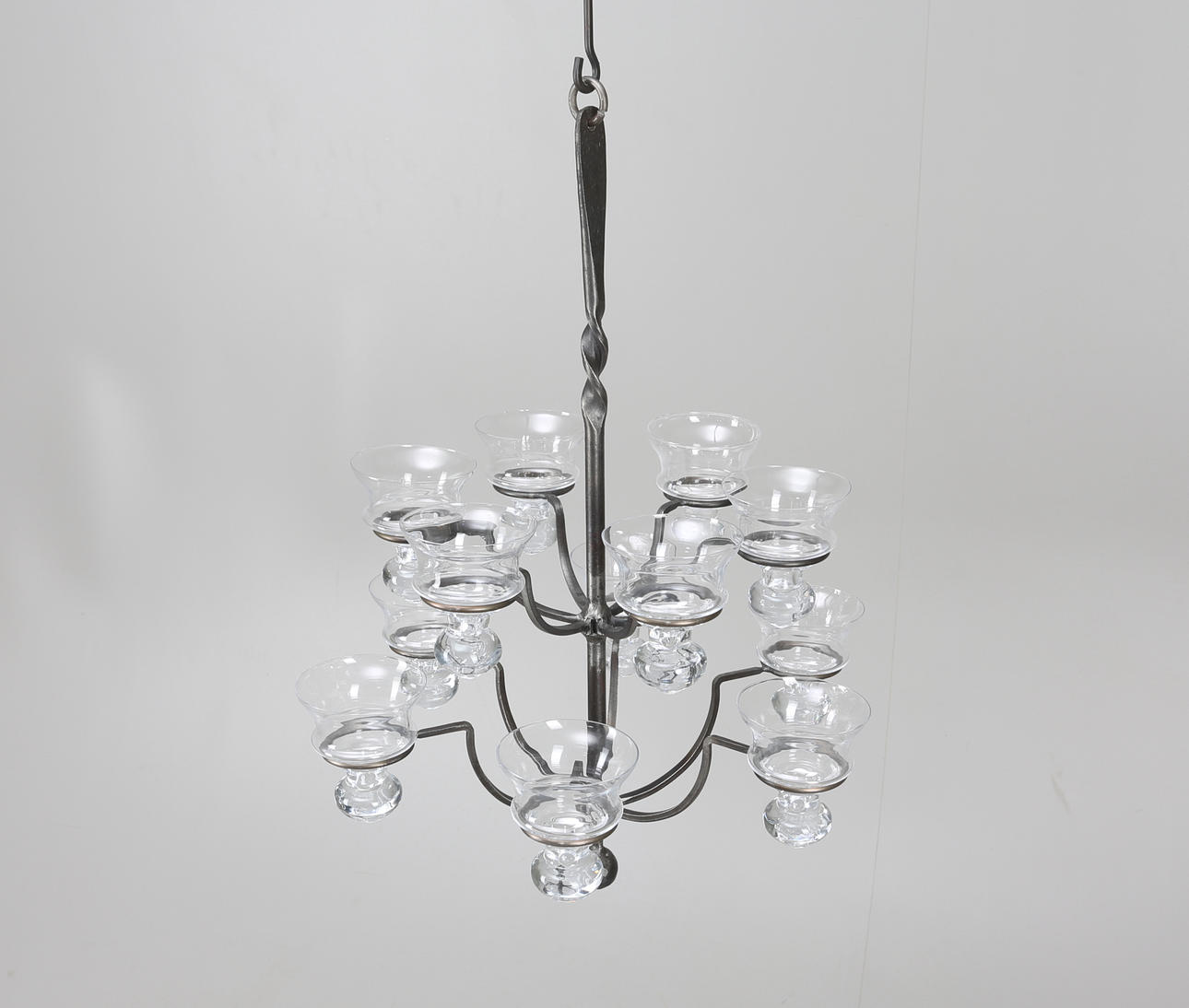 LJUSKRONA, smide och glas, Boda, 1900-tal.