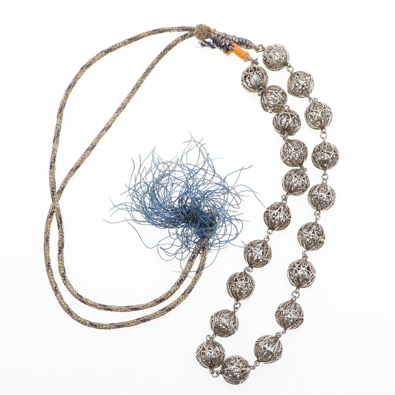 ROSARY, silver & wire, filigree work.