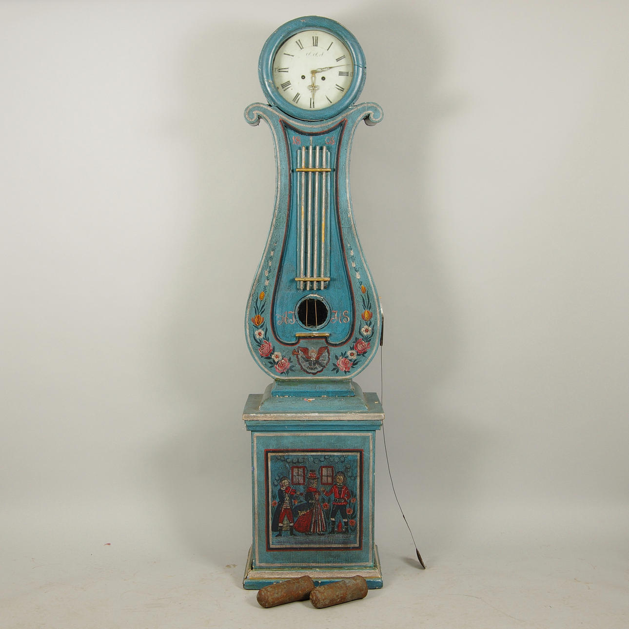 GOLVUR, allmogemålat, daterat 1805, märkt Mora på urtavlan.