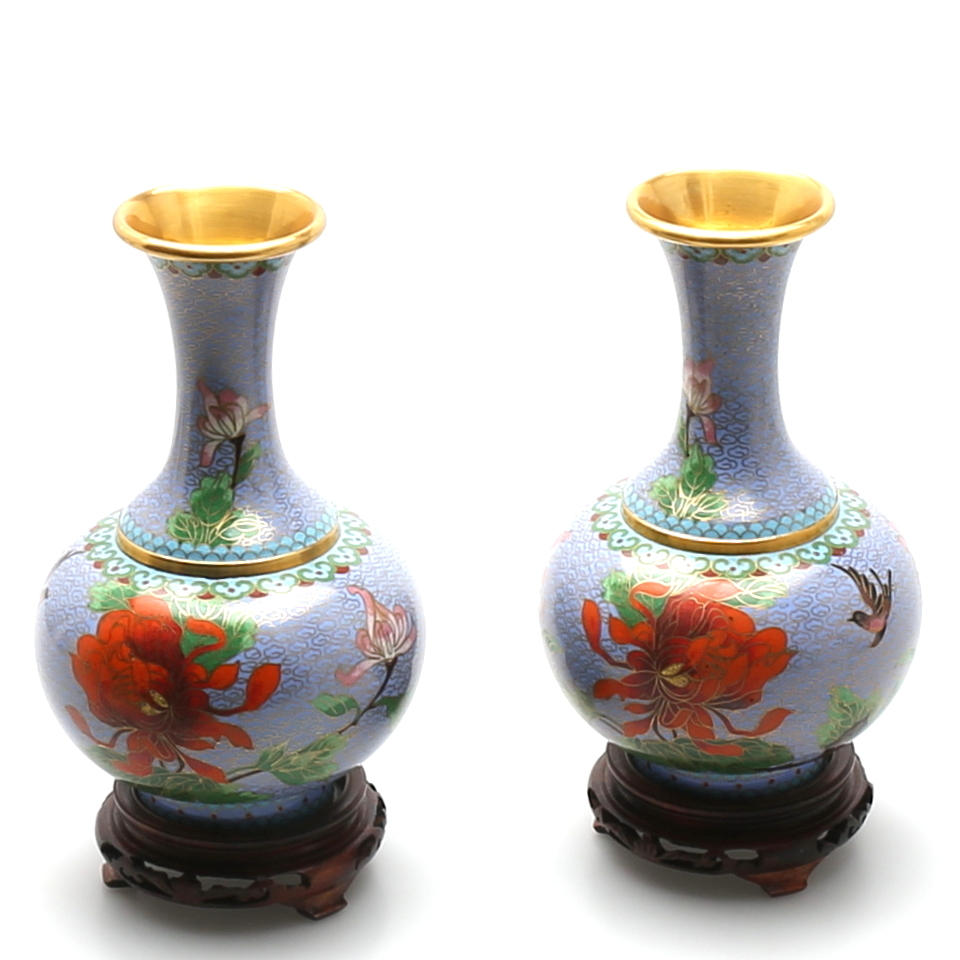 VASER, 2 st, Cloisonné, Kina, 1900-tal.