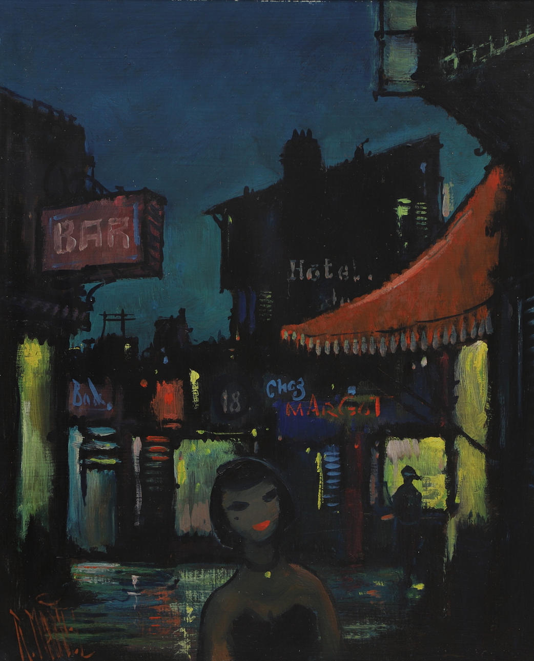 ROBERT MARIEL. Oil on panel, city motif, signed.