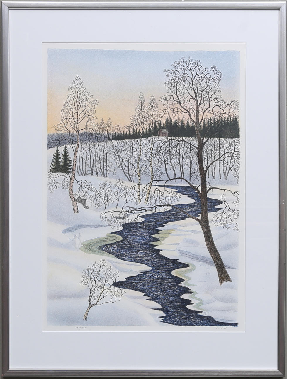 PER JULIUS. Landskap med vattendrag. Signerad och numrerad 303/360.