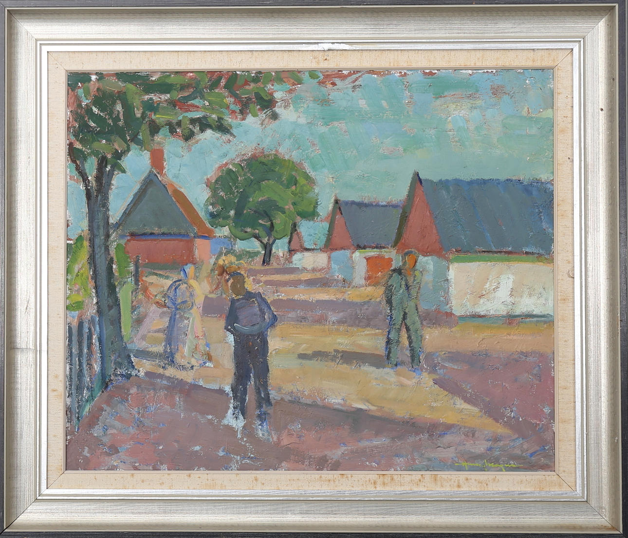 HENRY MAYNE. Bygata på Österlen, olja på duk, signerad.