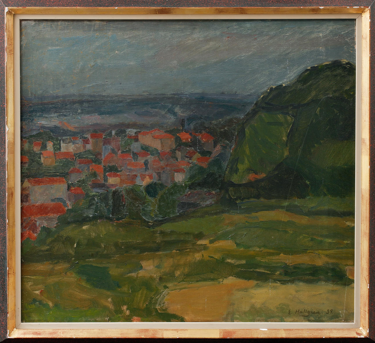 ERIK HALLGREN. “View, Chatillon”. Oil on canvas, signed and dated -39.