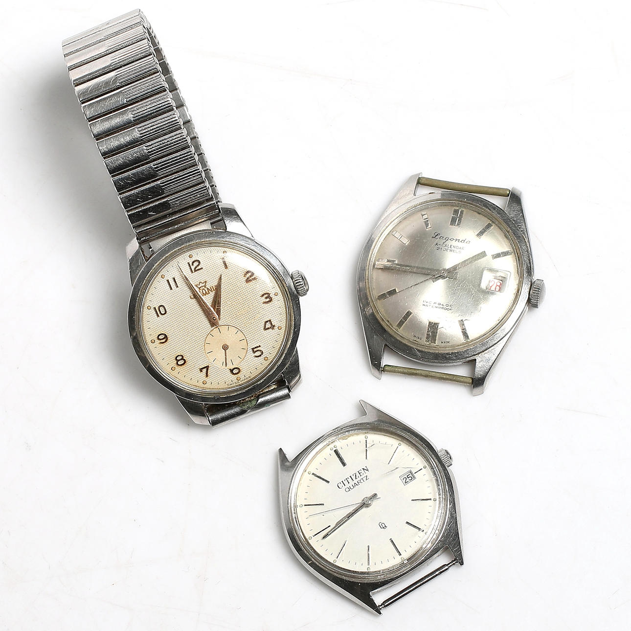 ARMBANDSUR, 3 st, Lemania, Lagonda och Citizen, 1950/70-tal.