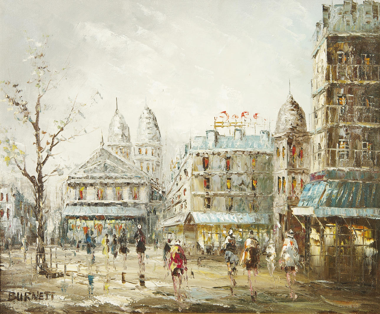 OIDENTIFIERAD KONSTNÄR. Motiv från Paris, oljemålning, signerad Burnett.
