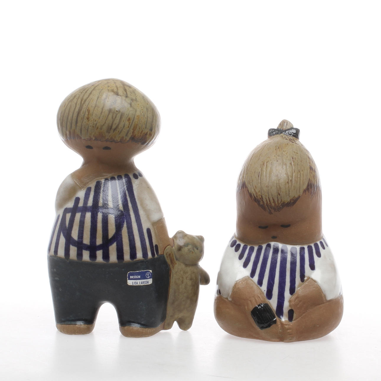 FIGURIN, 2 st, stengods, "Malin" och "Johanna", Lisa Larson, Gustavsberg.