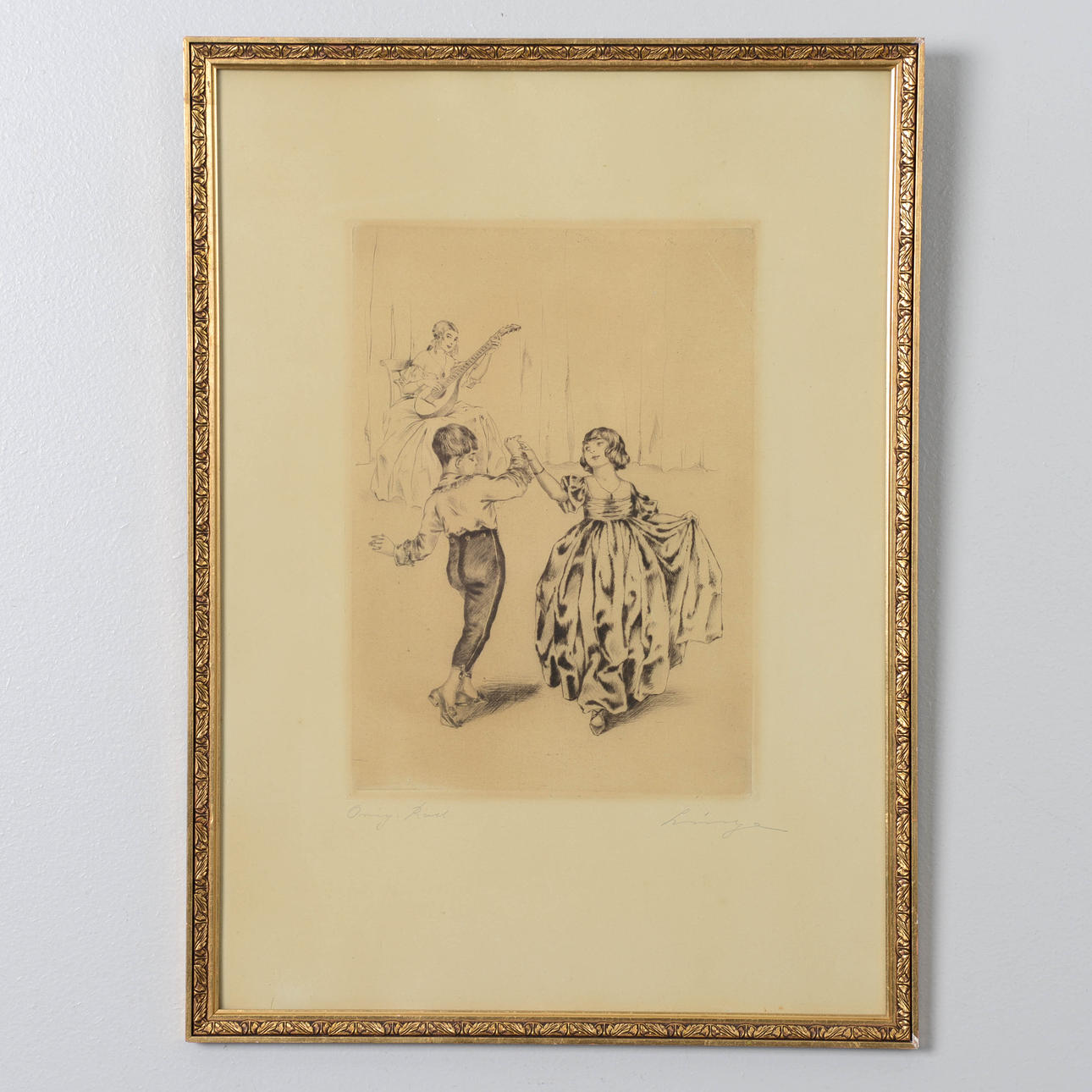 OIDENTIFIERAD KONSTNÄR. Dansande barn, litografi, signerad.