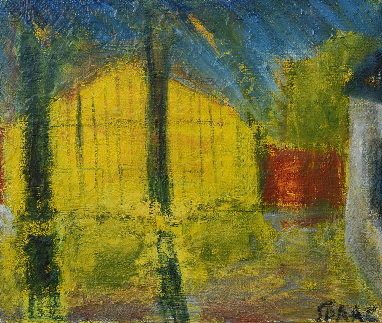 LARS SPAAK. House facade, oil on canvas, signed.