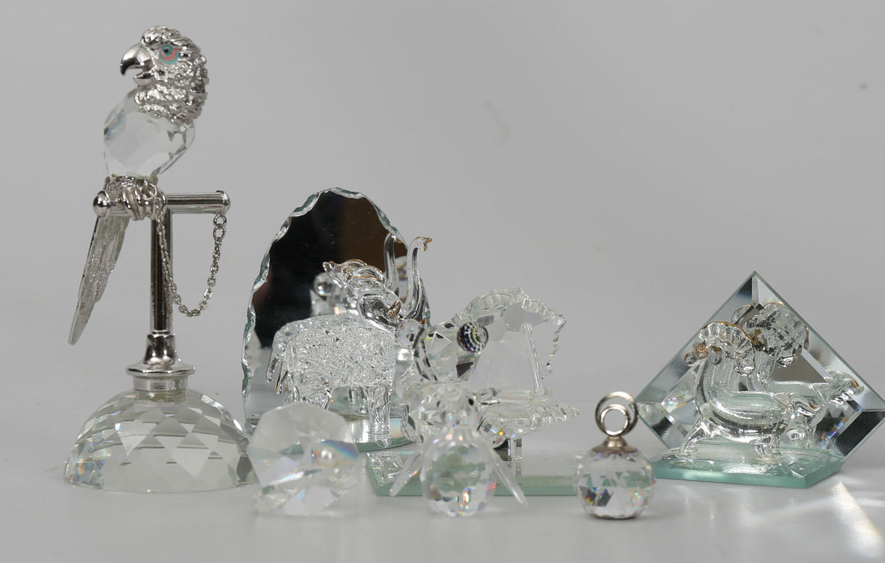 FIGURINER, kristall, Swarovski, 7 stycken, 1900-talets andra hälft.