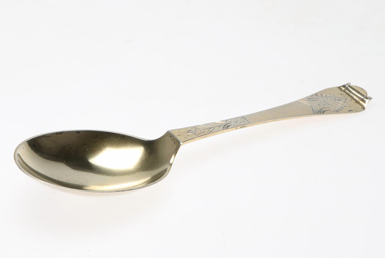 MATSKED, silver, kopia efter en 1700-talssked, CGH, H7, 1910.