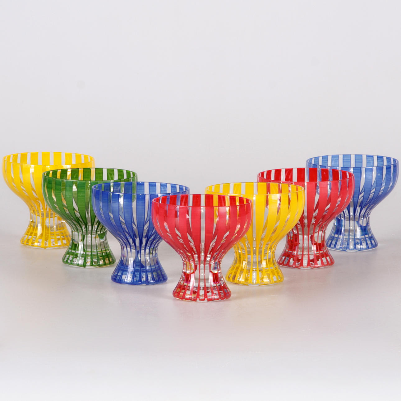 DESSERTSKÅLAR, 7 st. Glas, "Strikt", Bengt Orup, Johansfors.