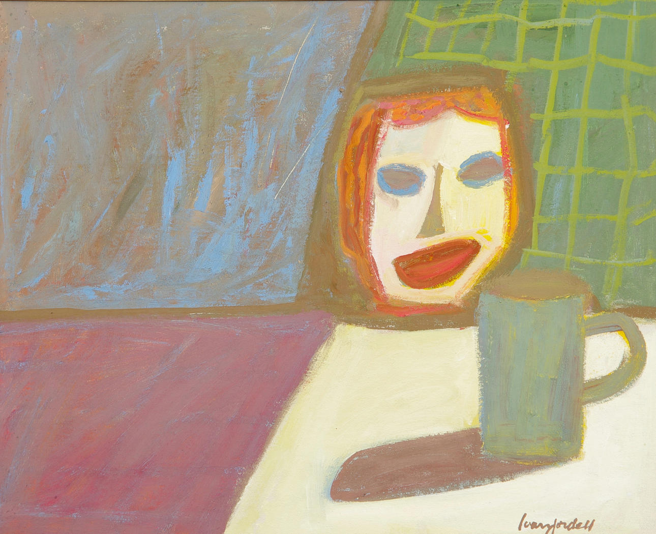 IVAN JORDELL. Porträtt, olja på pannå, signerad.