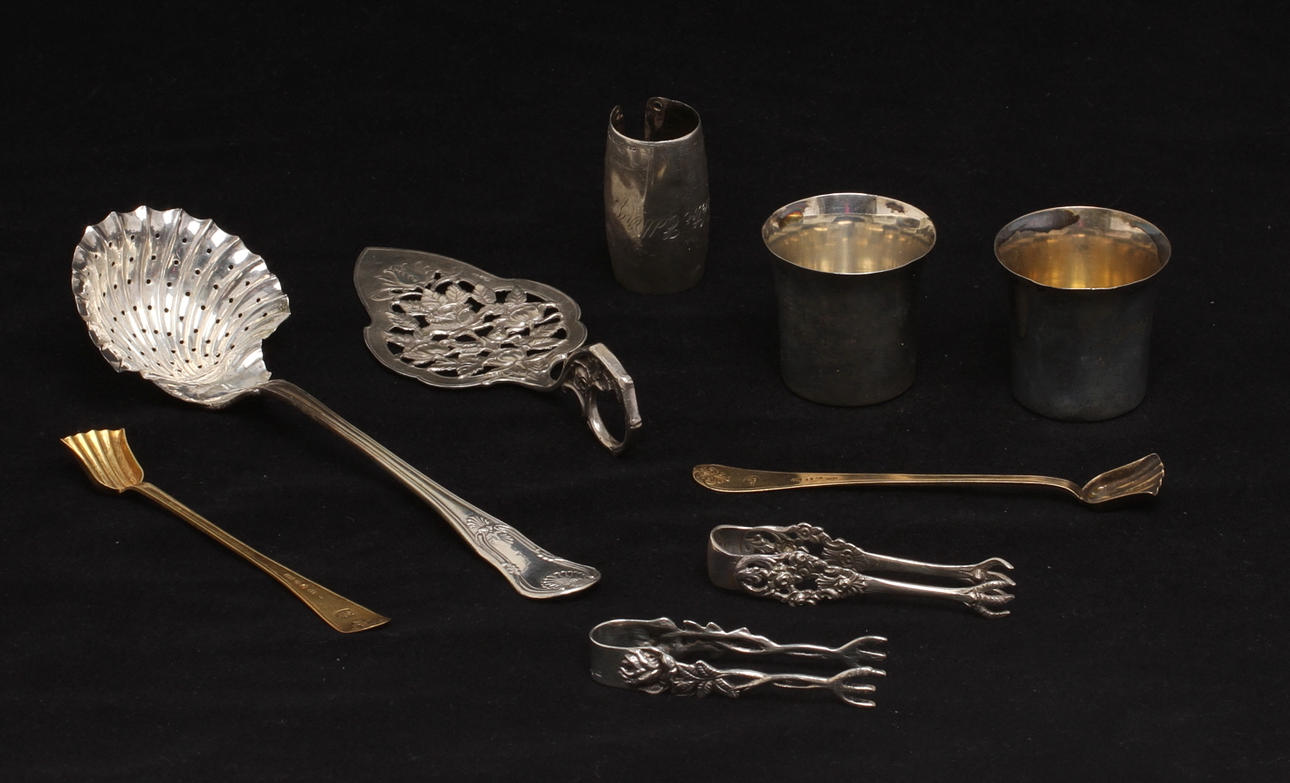 PART SILVER, 9 delar, 18 och 1900-tal.