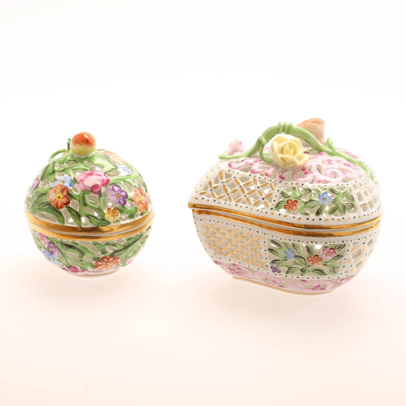 KANNELLISET LAATIKOT, 2 kpl, Posliini, Herend.