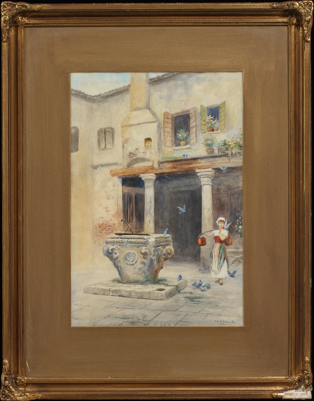 FRANS WILHELM ODELMARK. akvarell, sign. Venedig.