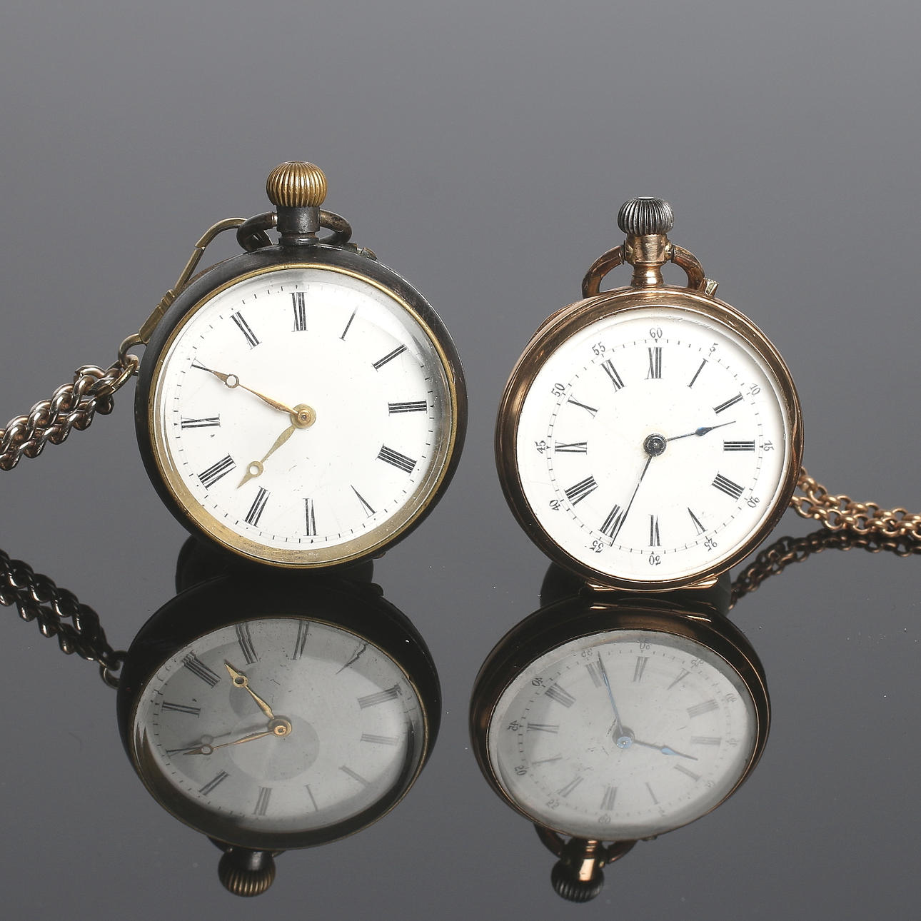 MORMORSUR, 2 st, "Remontoir" 14k guld bruttovikt 29 gram, och "Acre Spiral Breguet" metall, 1900-talets början.