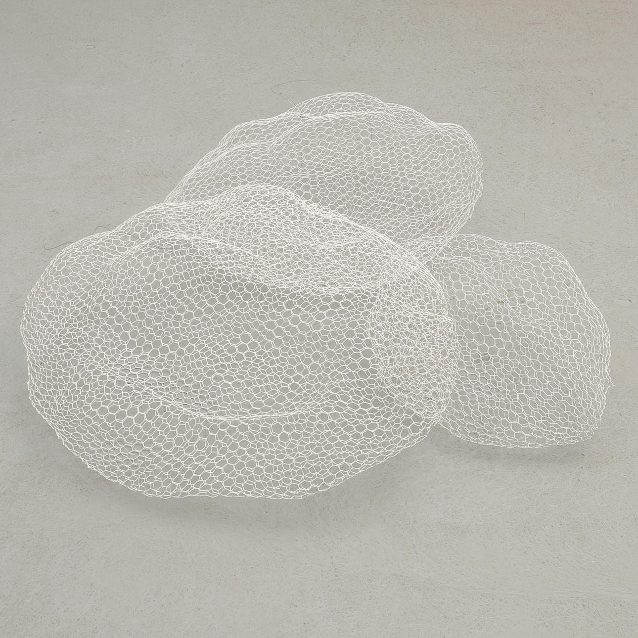 THREE CEILING SCULPTURES, “Cloud”, white lacquered metal wire, probably Benedetta Mori Ubaldini.