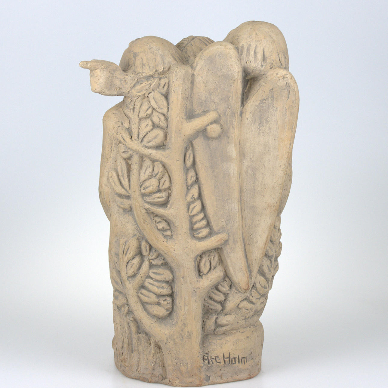 ÅKE HOLM. Sculpture, “Expelled from Paradise”, unglazed stoneware