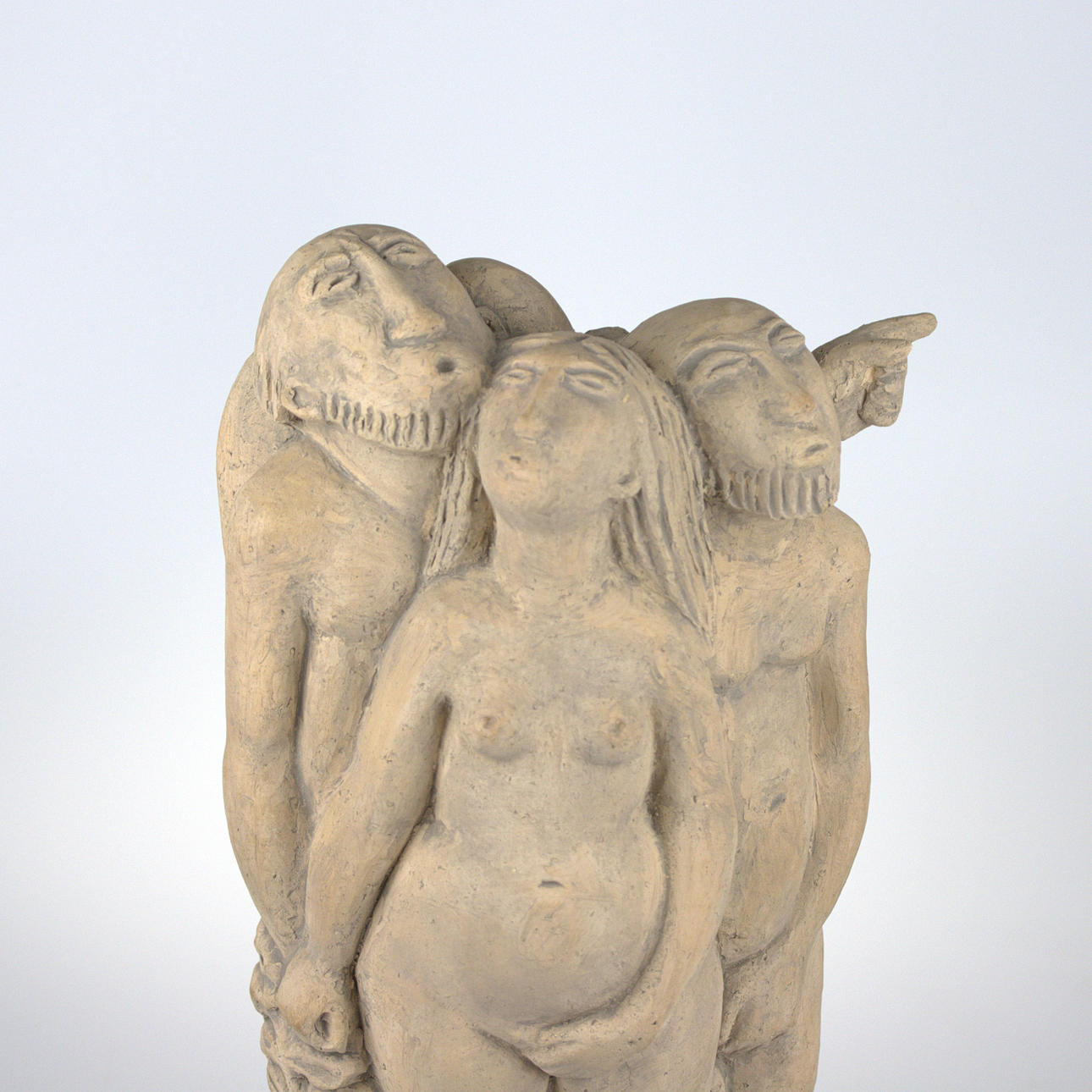 版画 Ake Holm lithograph Utvisning ur paradis ÅKE HOLM. Sculpture, “Expelled from Paradise”, unglazed stoneware