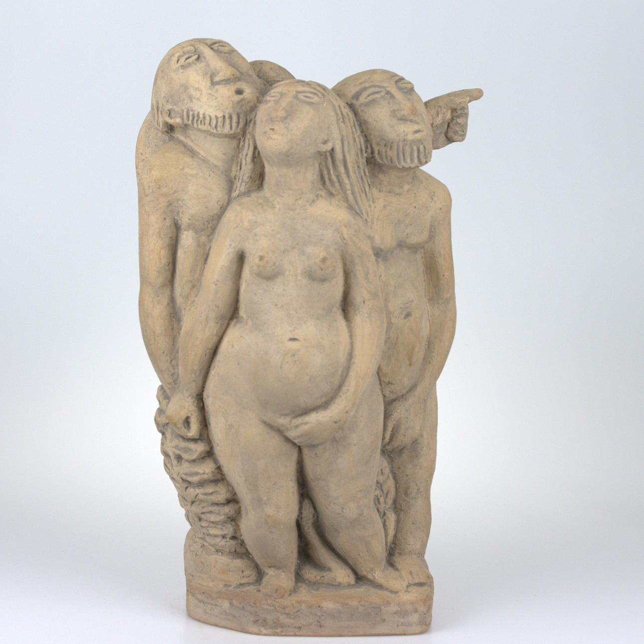 版画 Ake Holm lithograph Utvisning ur paradis ÅKE HOLM. Sculpture, “Expelled from Paradise”, unglazed stoneware