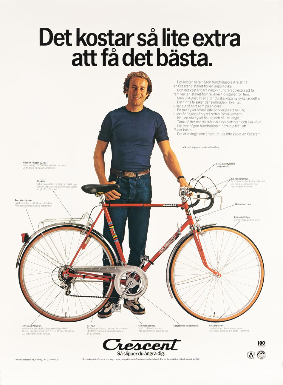 Werbeplakat/Plakat, Halbmond, Ingmar Stenmark, 1980er.