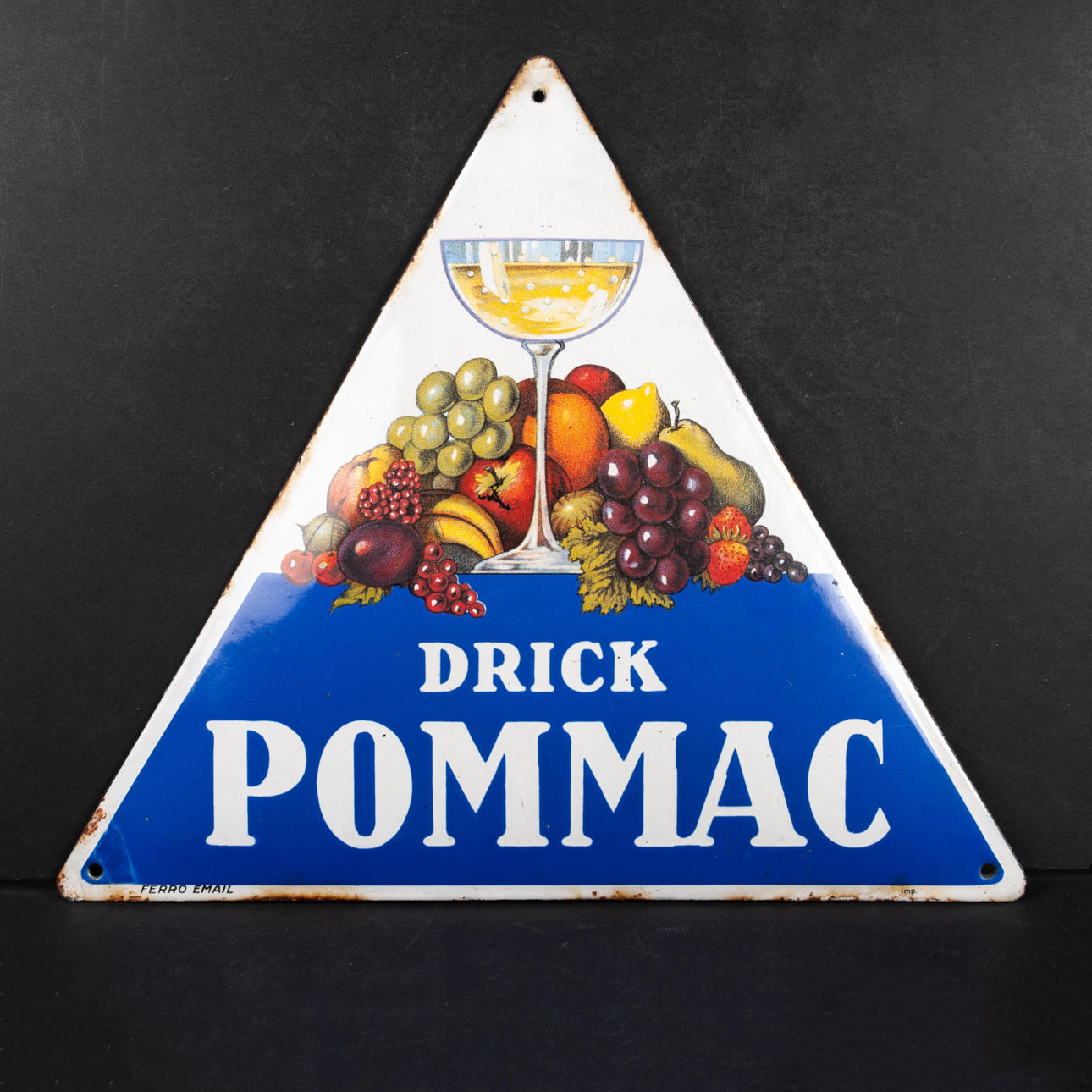ENAMEL SIGN, 'DRINK POMMAC'.
