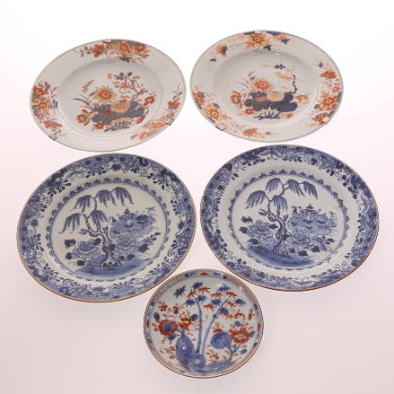 TALLRIKAR, 2 par, porslin, Kina, 17-/1800-tal + SKÅL, porslin, Kina, 17-/1800-tal.