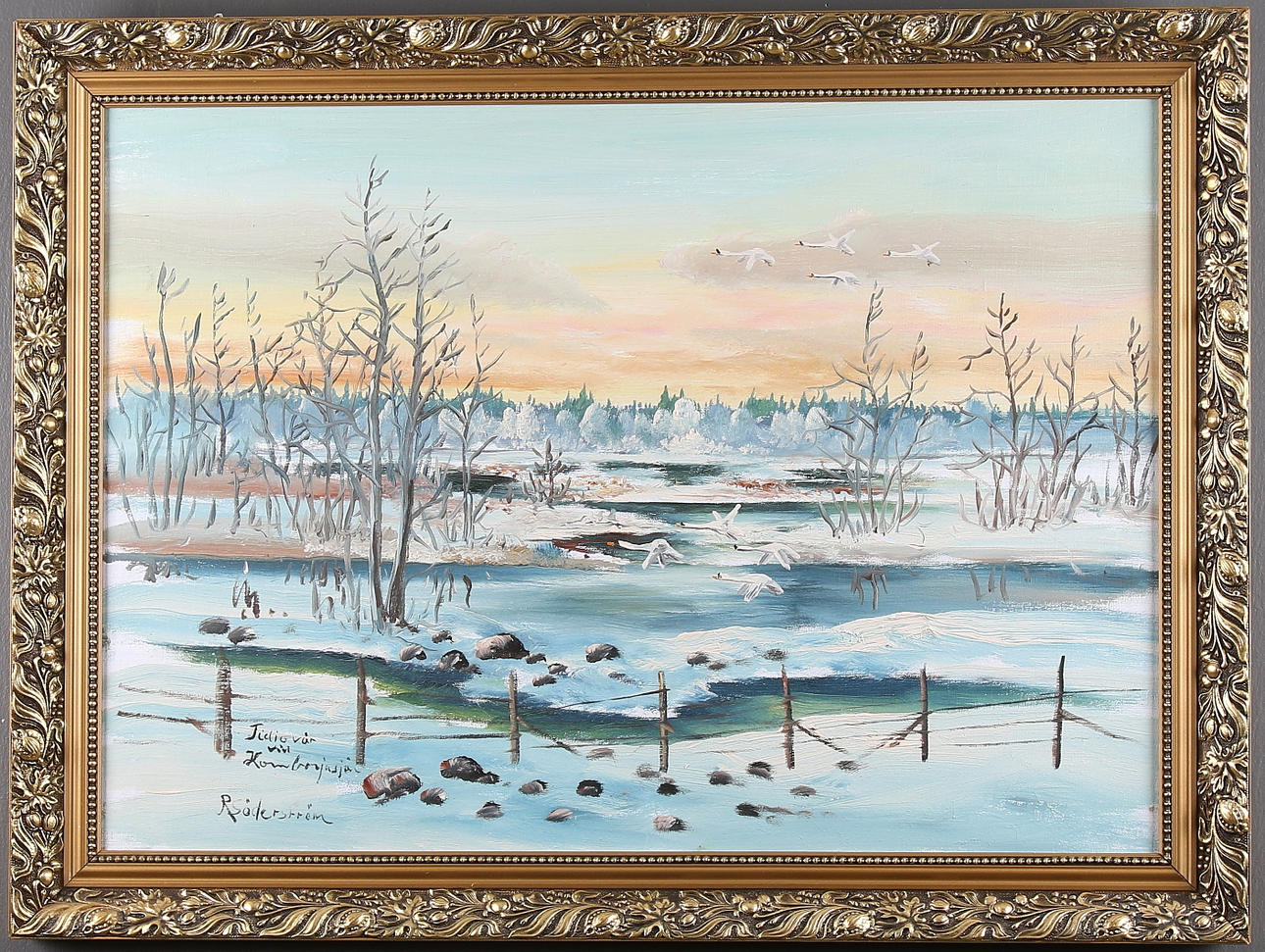 RAGNAR EGRON SÖDERSTRÖM. "Tidig vår vid Hornborgasjön", olja på duk, signerad.
