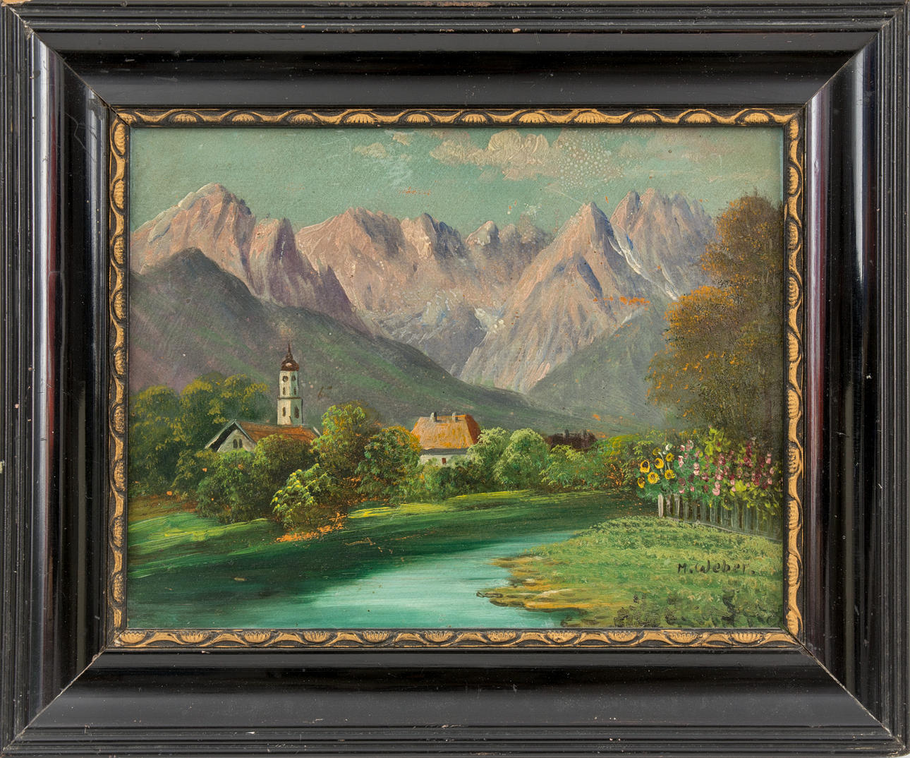 OKÄND KONSTNÄR. "Schnee im Sommer" olja på duk, signerad M. Weber.