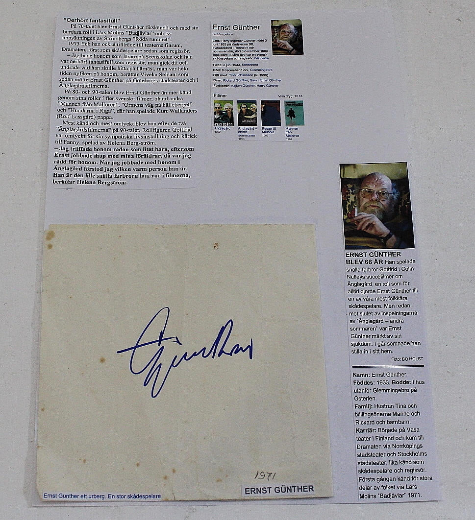 AUTOGRAPH, Ernst Günter, 1971.