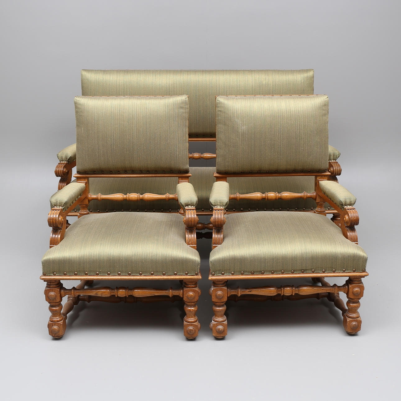 SOFFA samt FÅTÖLJER, ett par, 1900-talets början.