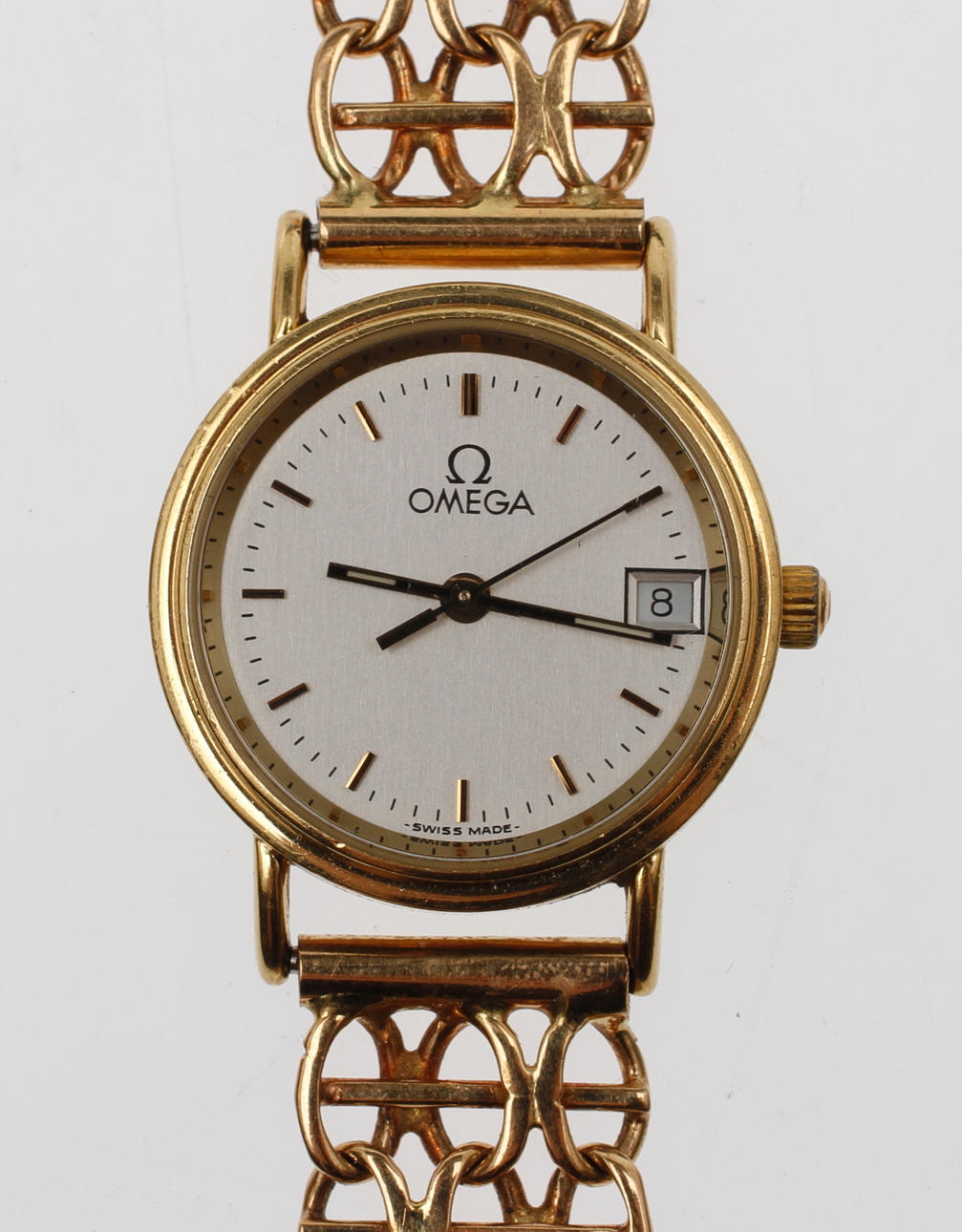 DAMARMBANDSUR med ARMBAND, 18k guld, Omega, vikt tot ca 27,3 gram.