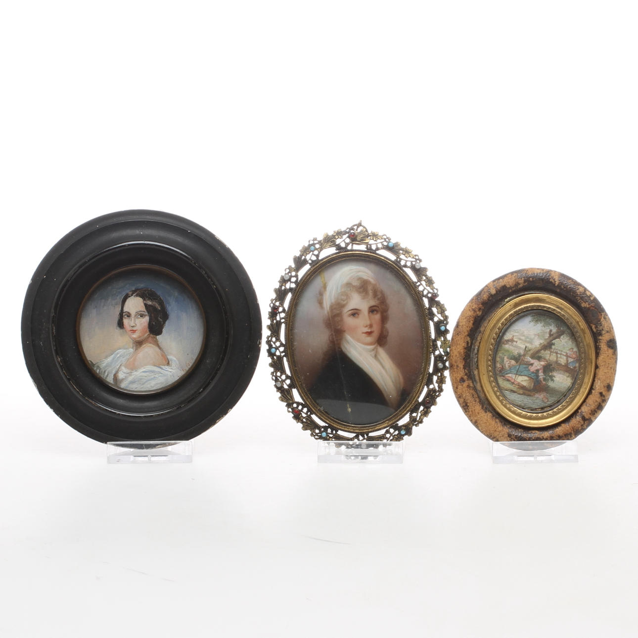 MINIATYRMÅLNINGAR, 3 st, 1800/1900-tal.