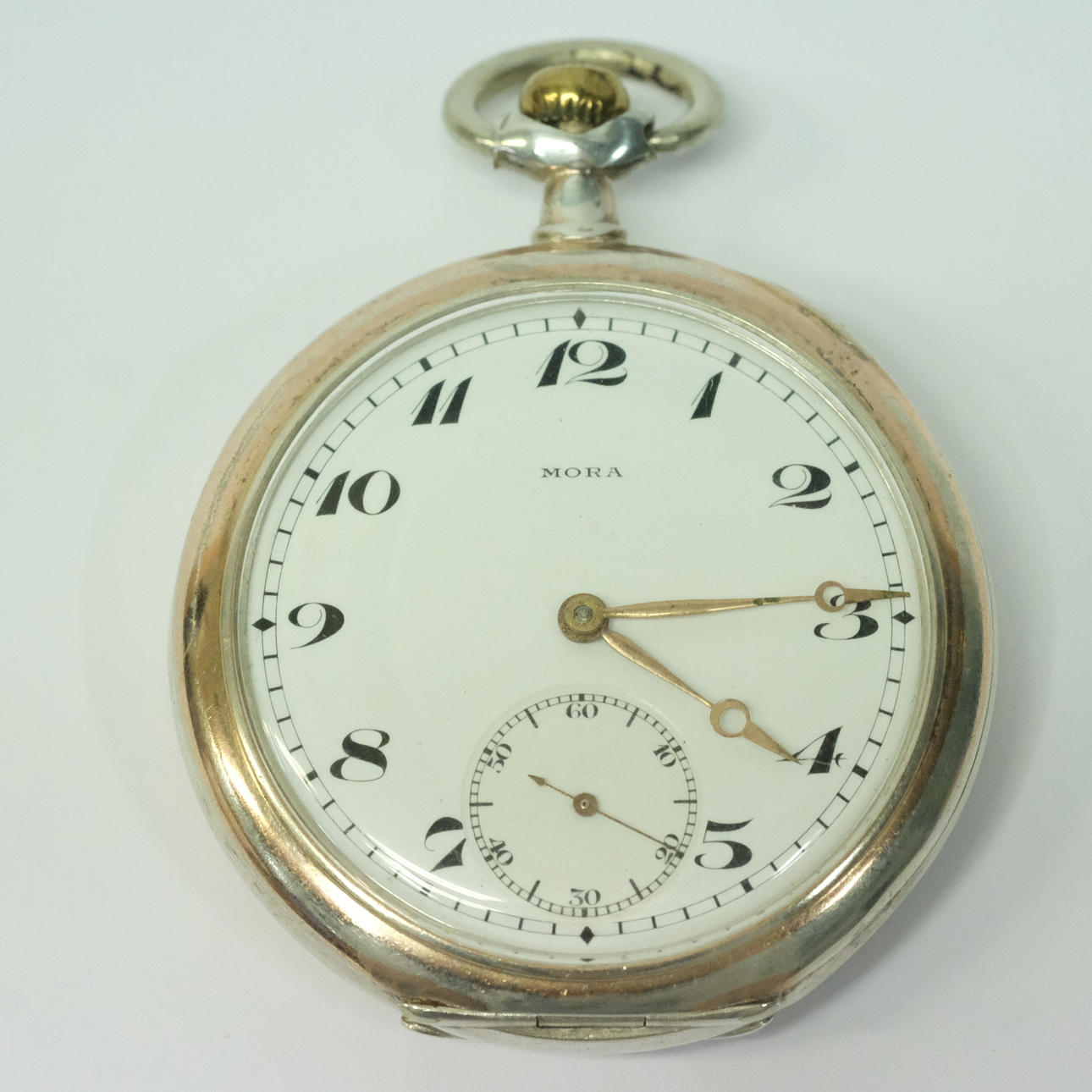 MORA / OMEGA. POCKET WATCH. SILVER CASES. CIRCA 1916.