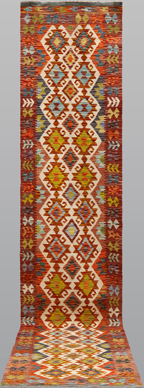 CARPET, Kelim, gallery model, 373 x 82 cm.