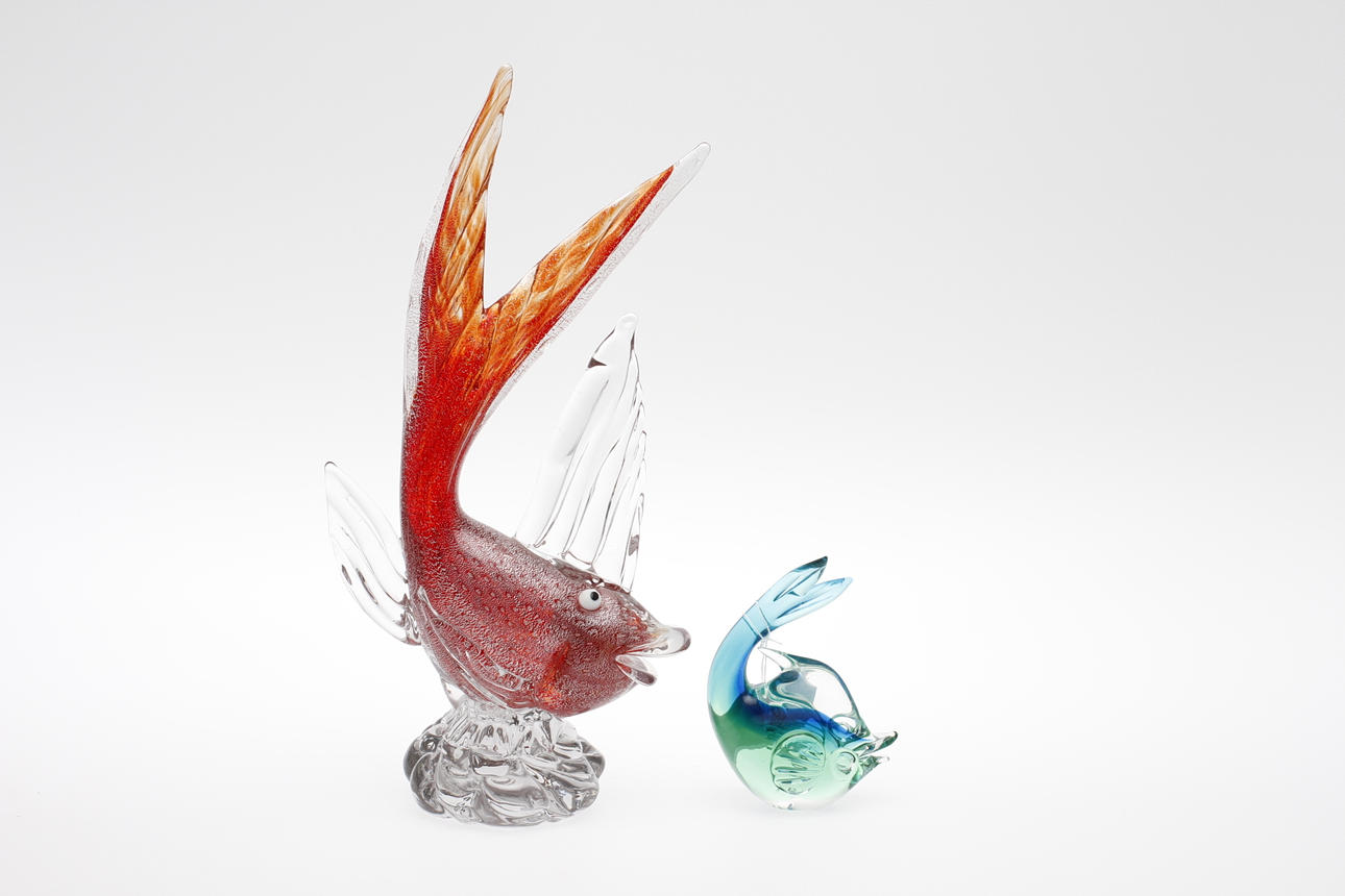 FIGURINER, 2 st, underfångsglas, möjligen Murano, 1900-tal.