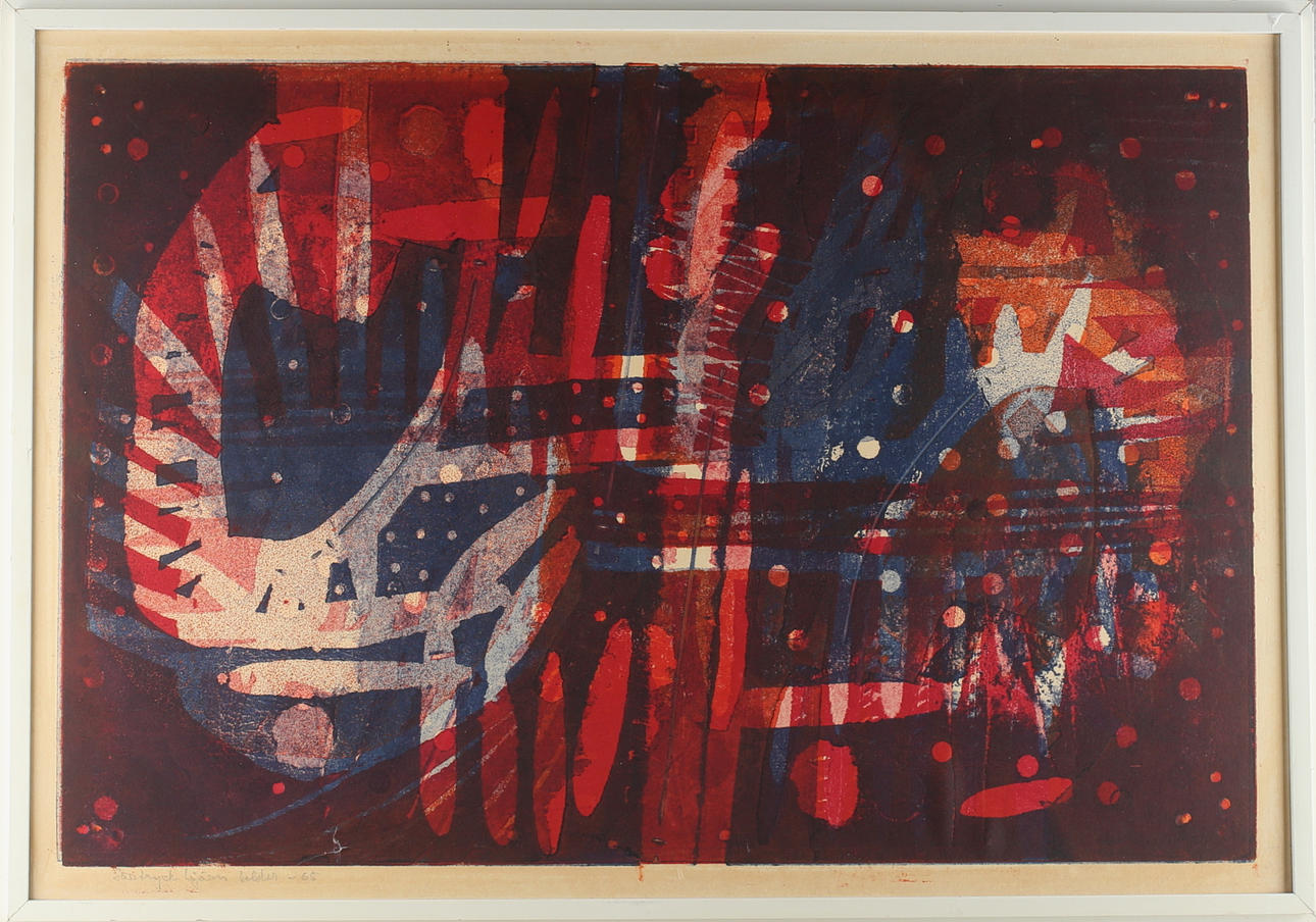 BJÖRN SELDER. Kompositioner, Särtryck, 2 st, signerade samt daterade -65.