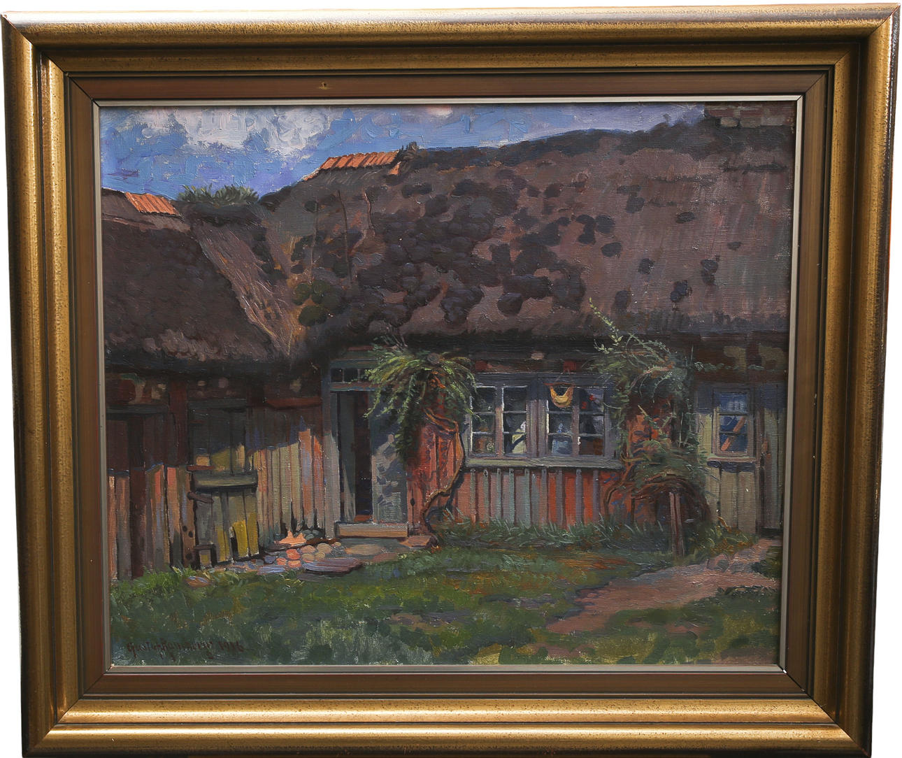 GUSTAV RAMBERG. oil on canvas, courtyard view, signed, dated 1916.