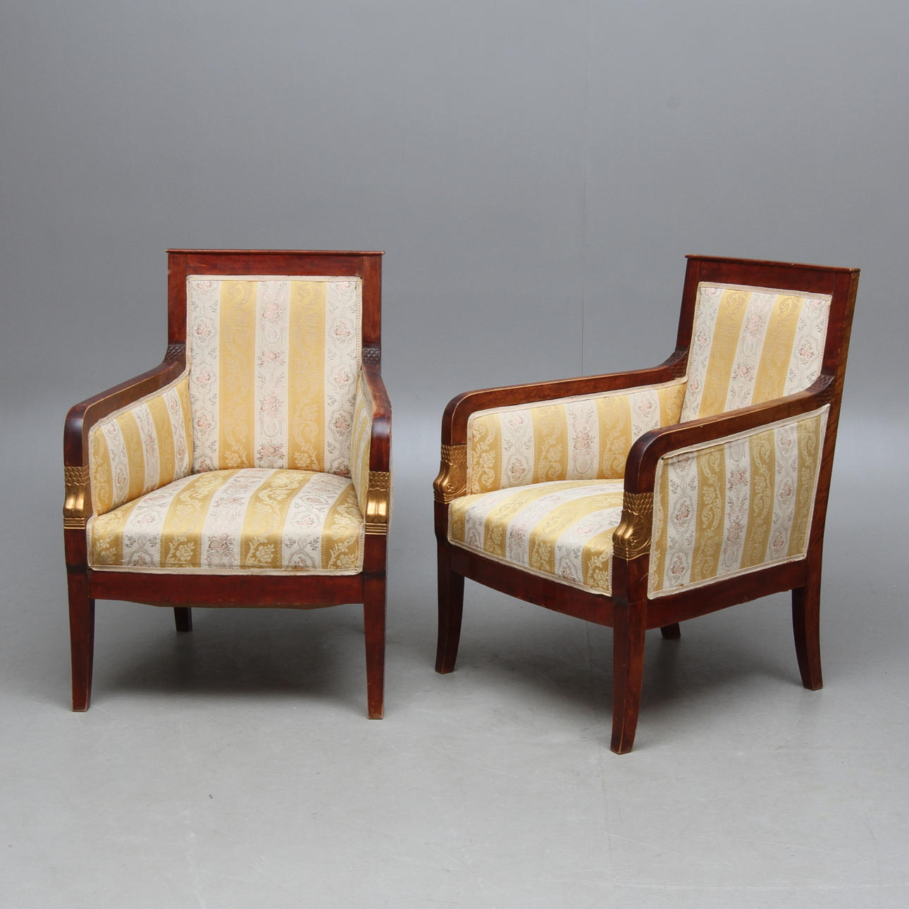 FÅTÖLJER, ett par, empirestil, 1900-talets första hälft.