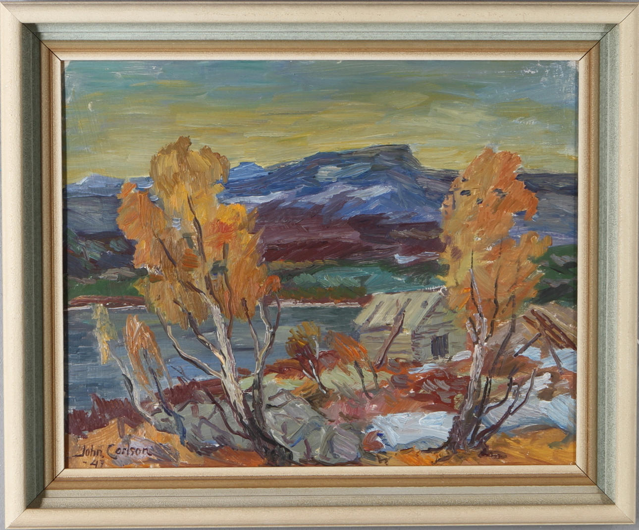 JOHN CARLSON. Fjällandskap, olja på pannå, signerad och daterad -47.