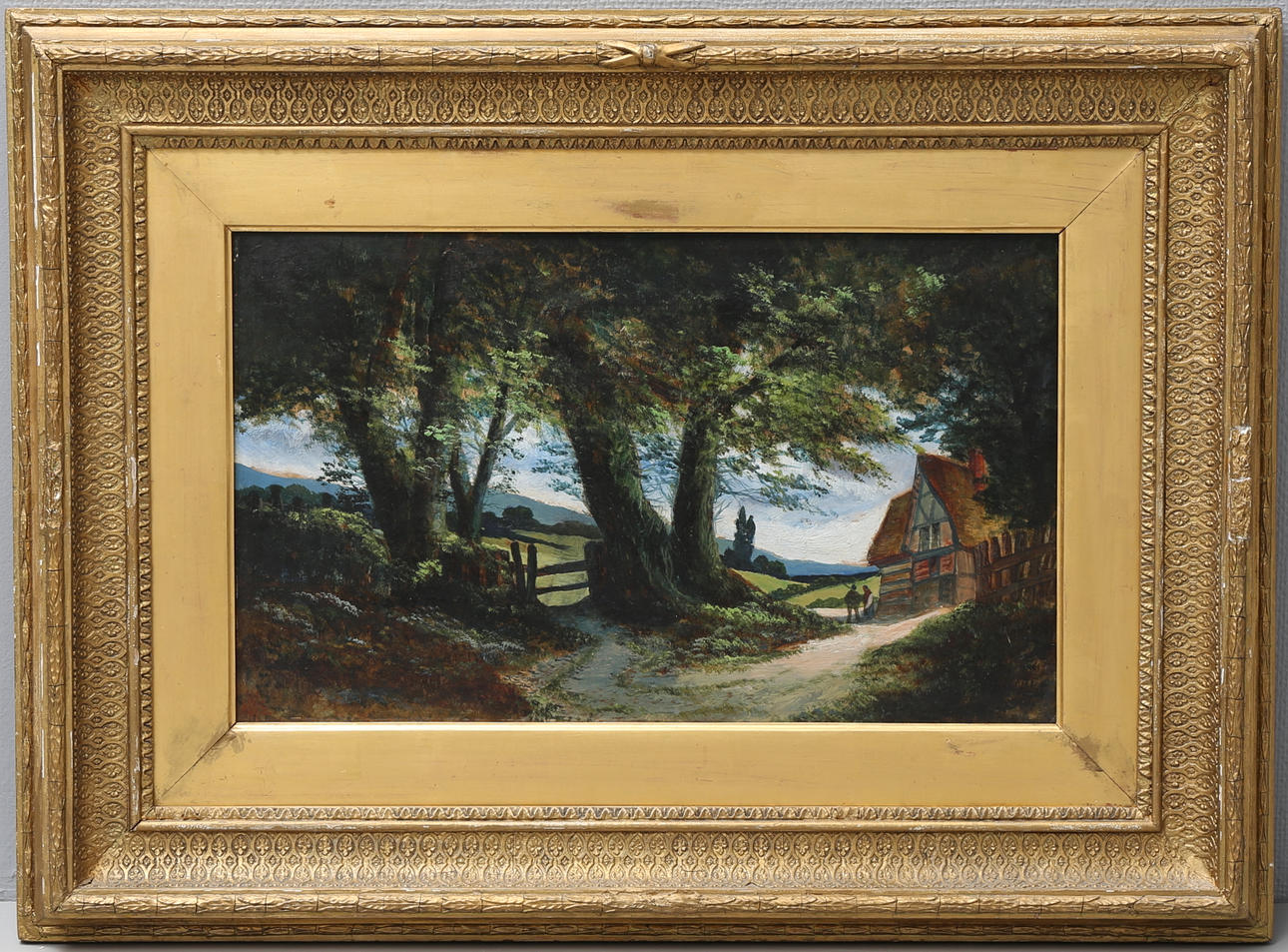 OIDENTIFIERAD KONSTNÄR. Landschaft. Öl auf Karton, signiert AWS.