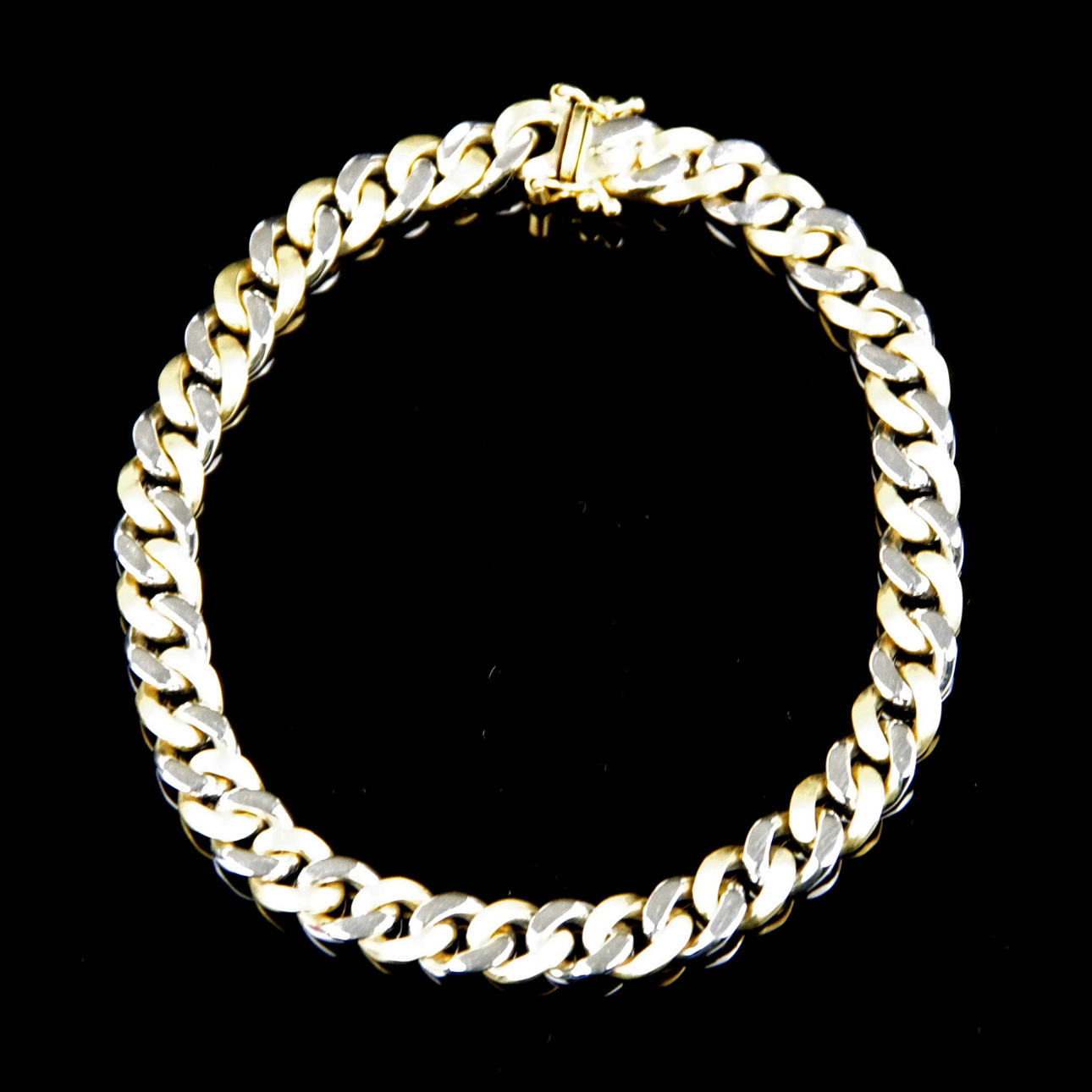 ARMBAND, pansarlänk, 18K, rött/vitt guld.