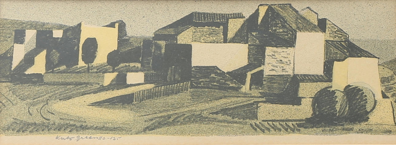 KULO GREEN. Stadsvy. Litografi, signerad och numrerad 110/125.