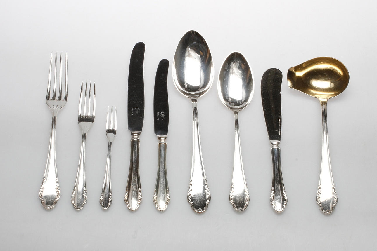 BESTICK, 67 delar, nysilver, "Haga", JL Hultman, 1900-tal.