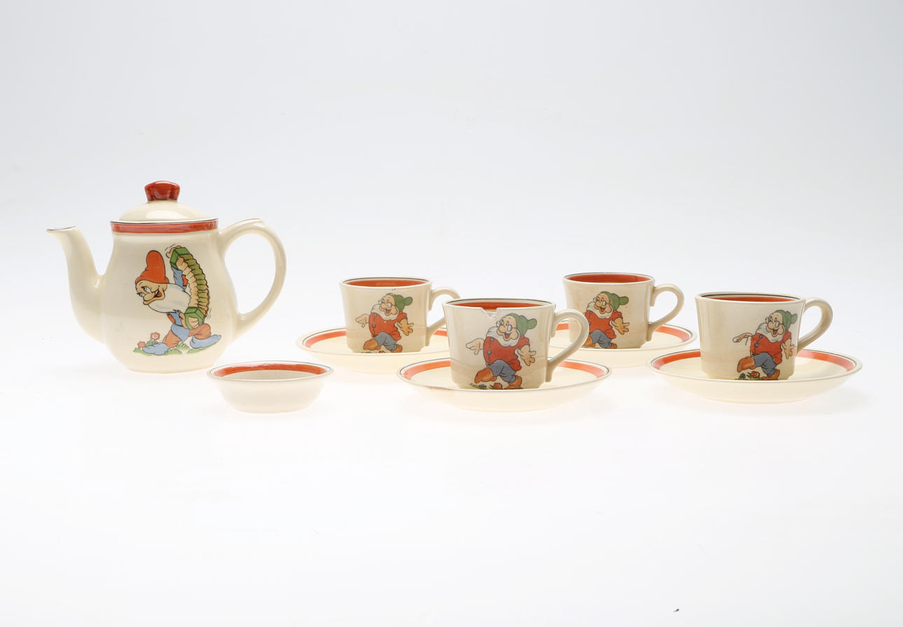 DOCKSERVIS, 6 delar. flintgods, "Snövit", Walt Disney, Rörstrand.