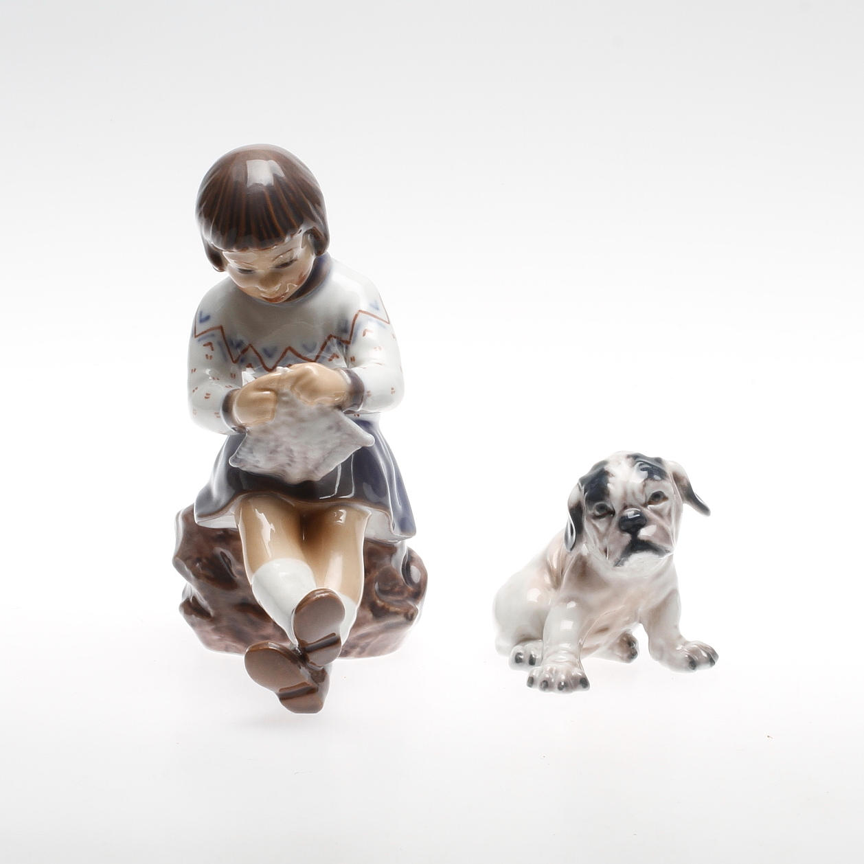 FIGURINER, 2 st, porslin, Dahl Jensen, Danmark.