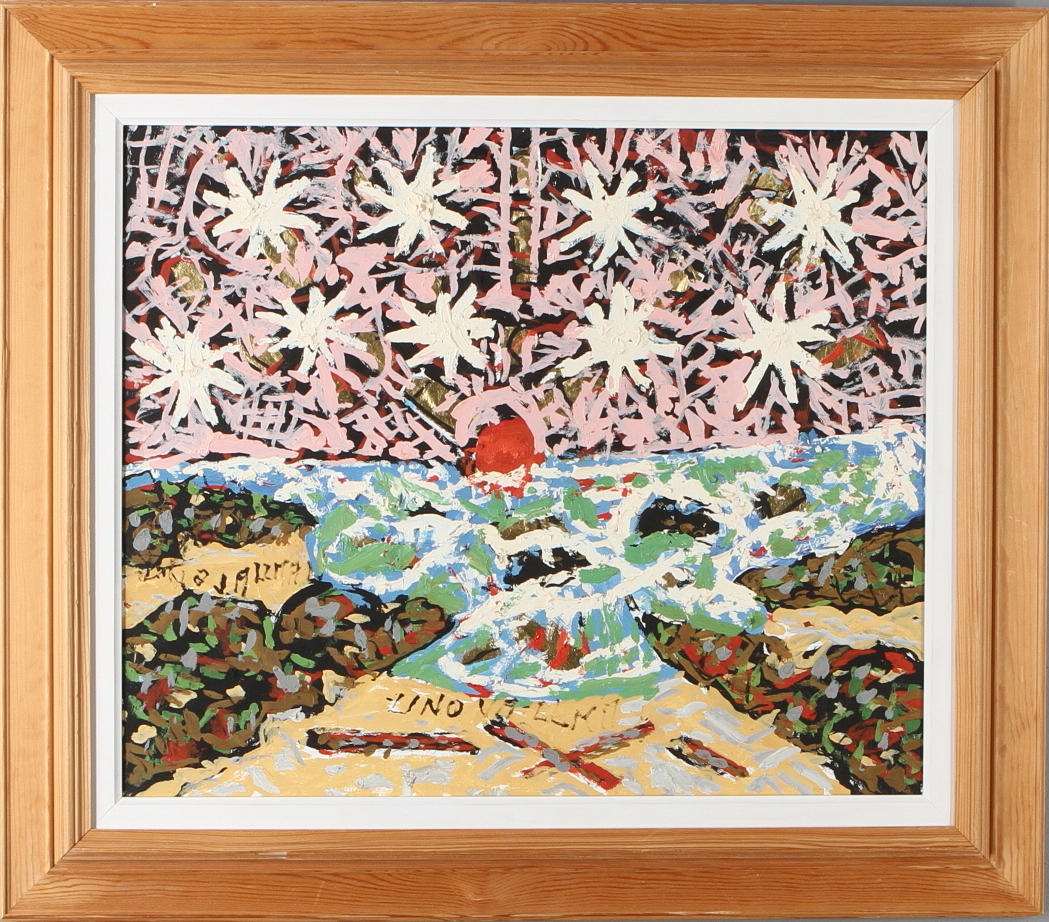 UNO VALLMAN. Solnedgång, olja på duk, signerad.