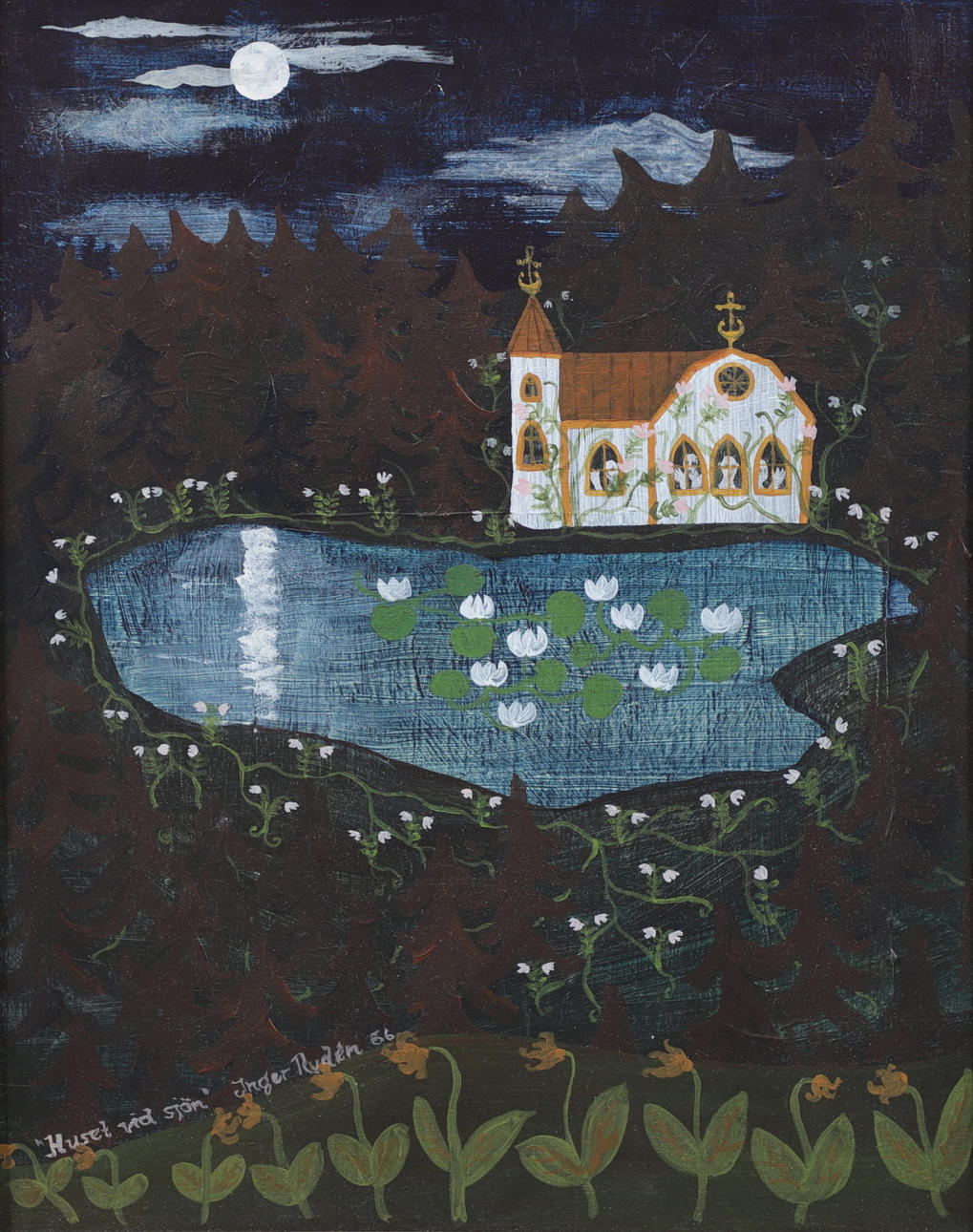 INGER RYDÉN ( 1944-2020). “The house by the lake”, oil on panel, signed ...